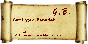 Geringer Benedek névjegykártya